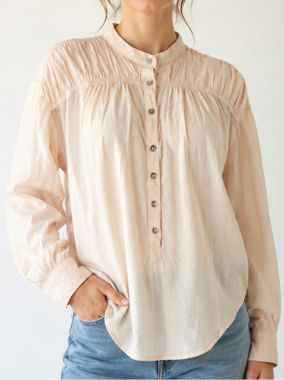 Pilcro & The Letterpress by Anthropologie Pink Button Blouse Size Small
